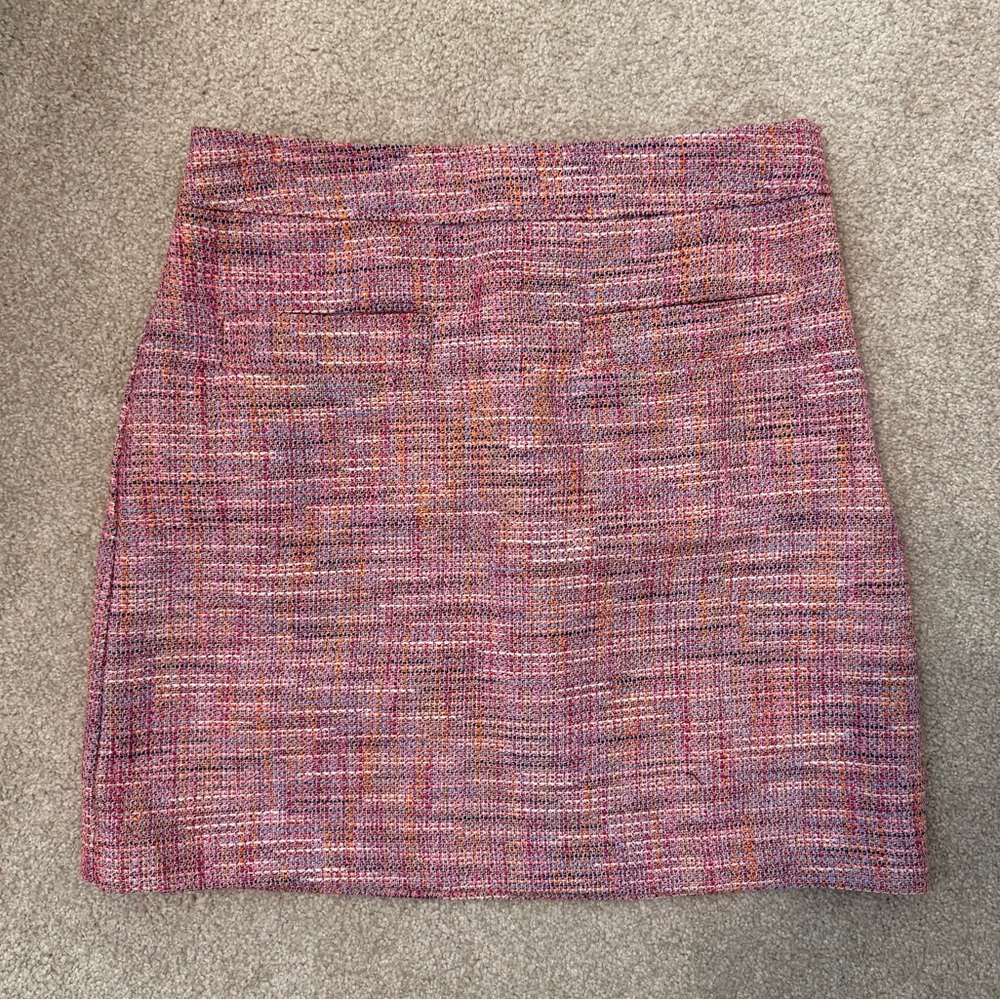 LOFT Multicolor Tweed Midi Skirt